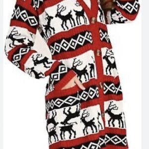 V28 Womens Christmas Cardigan Size 3XL Long Line Reindeer Holiday Sweater NWOT